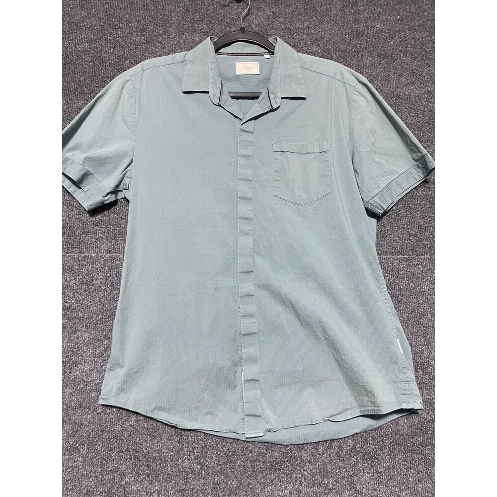 7 Diamonds Shirt Men's M Teal Green Button Down Short Sleeve